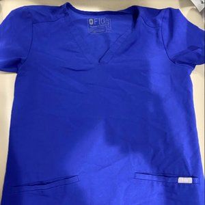 Figs Casma Three Pocket Scrub Top Royal Blue